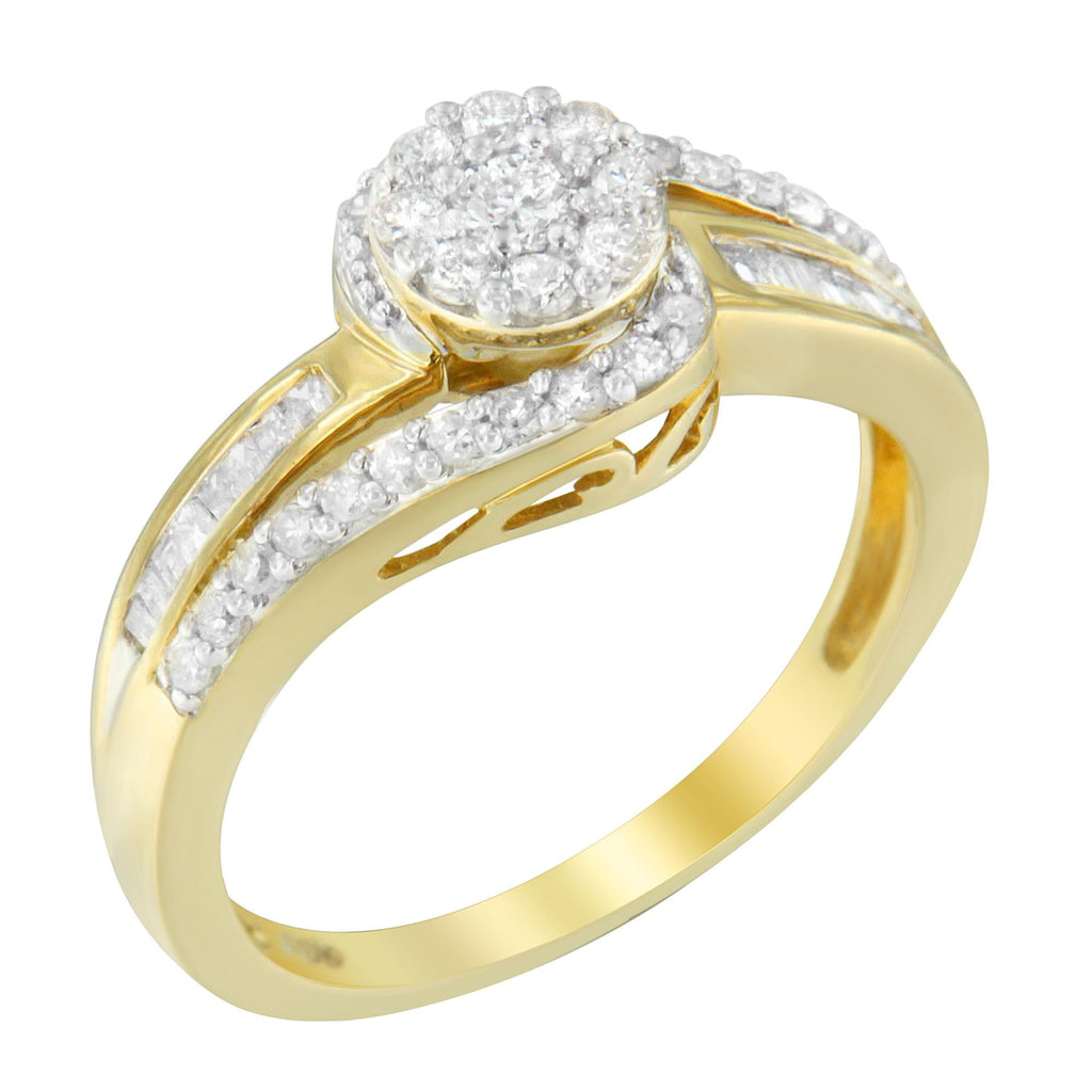 10K Yellow Gold Diamond Cluster Ring (1/2 Cttw, I-J Color, I2-I3 Clarity) - Friggin Jewelry