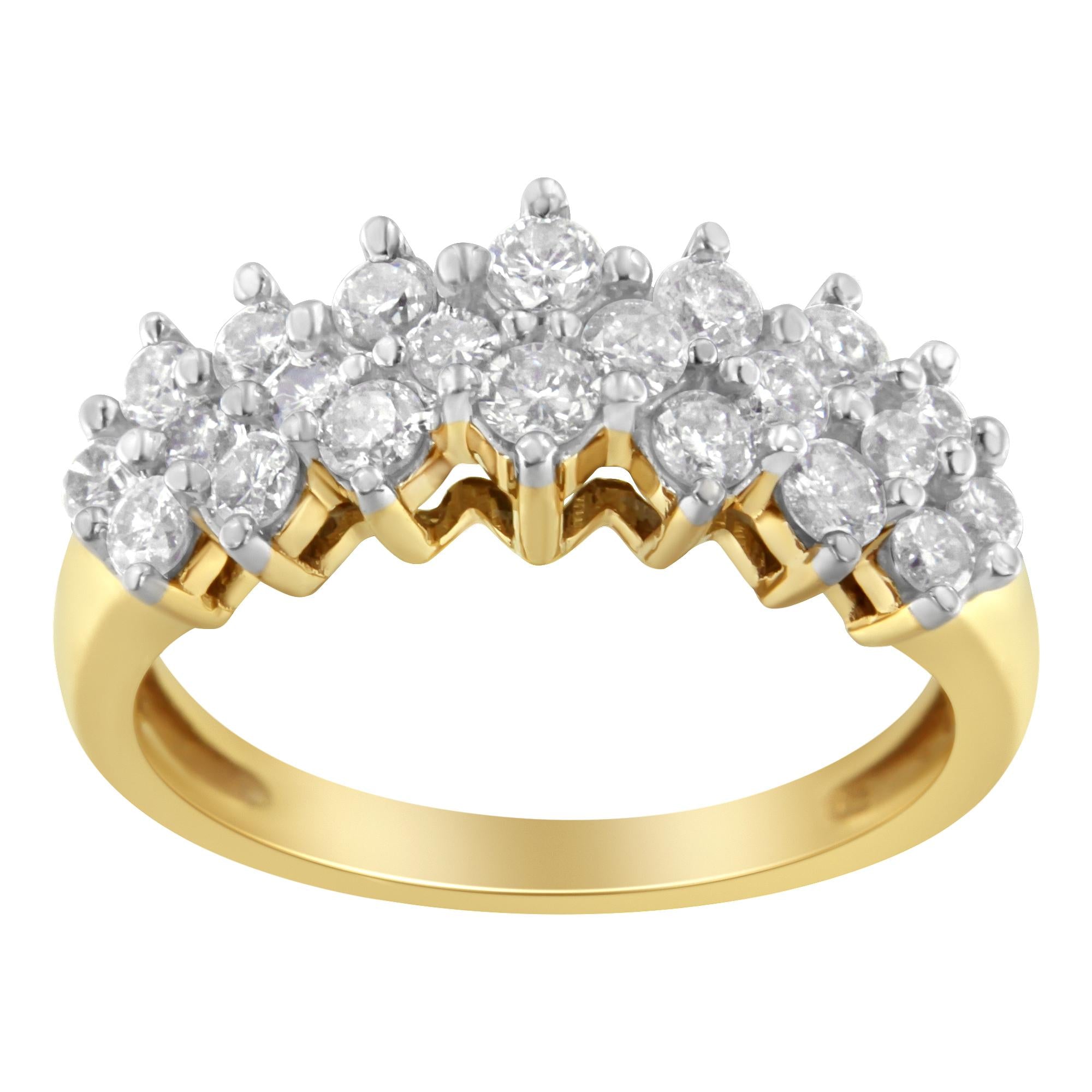 10K Yellow Gold Round Diamond Ring (1 cttw, J-K Color, I1-I2 Clarity) - Friggin Jewelry