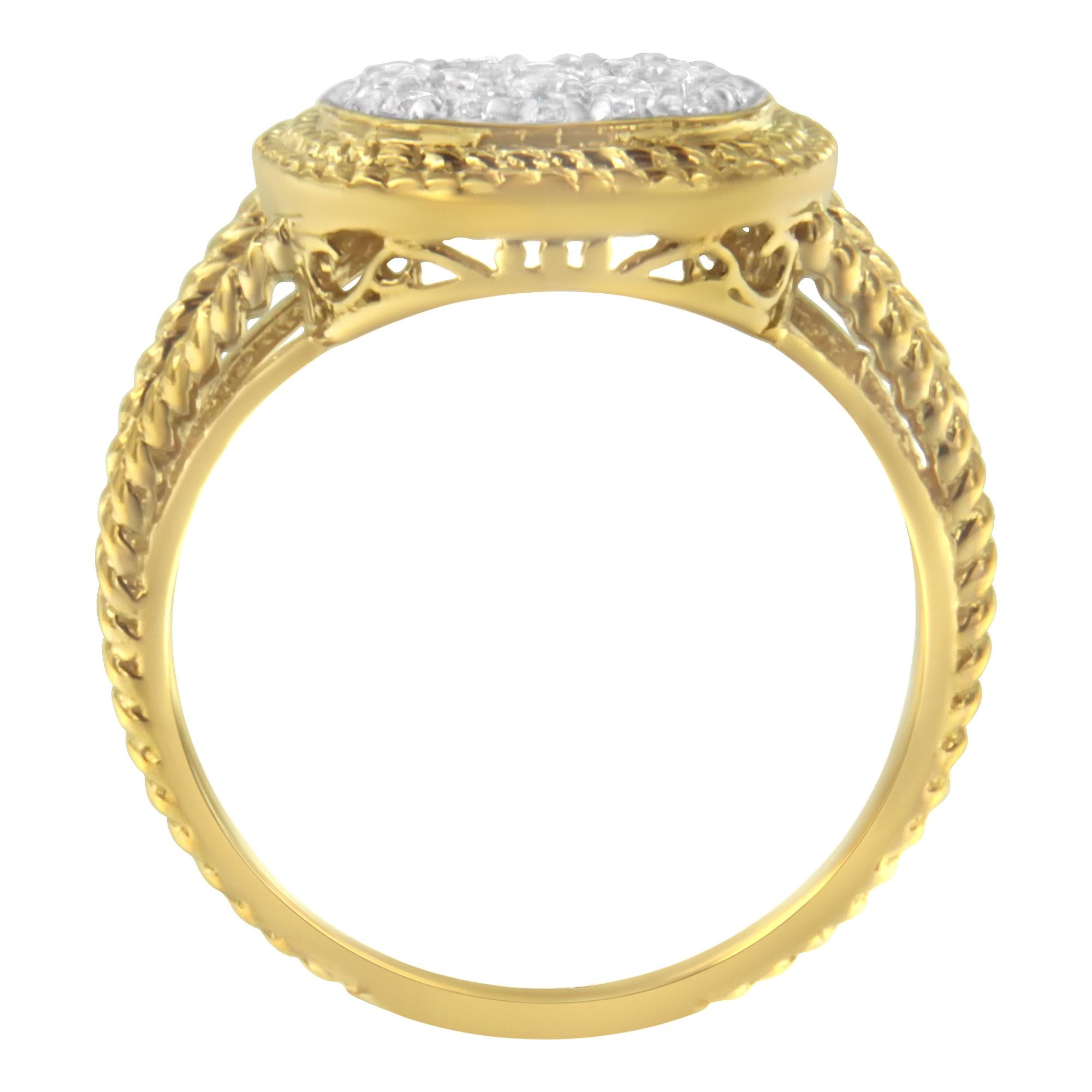 10K Yellow Gold Plated .925 Sterling Silver 1/2 Cttw Diamond Square Cushion Cluster Split Shank Cocktail Ring (J-K Color, I2-I3 Clarity) - Friggin Jewelry