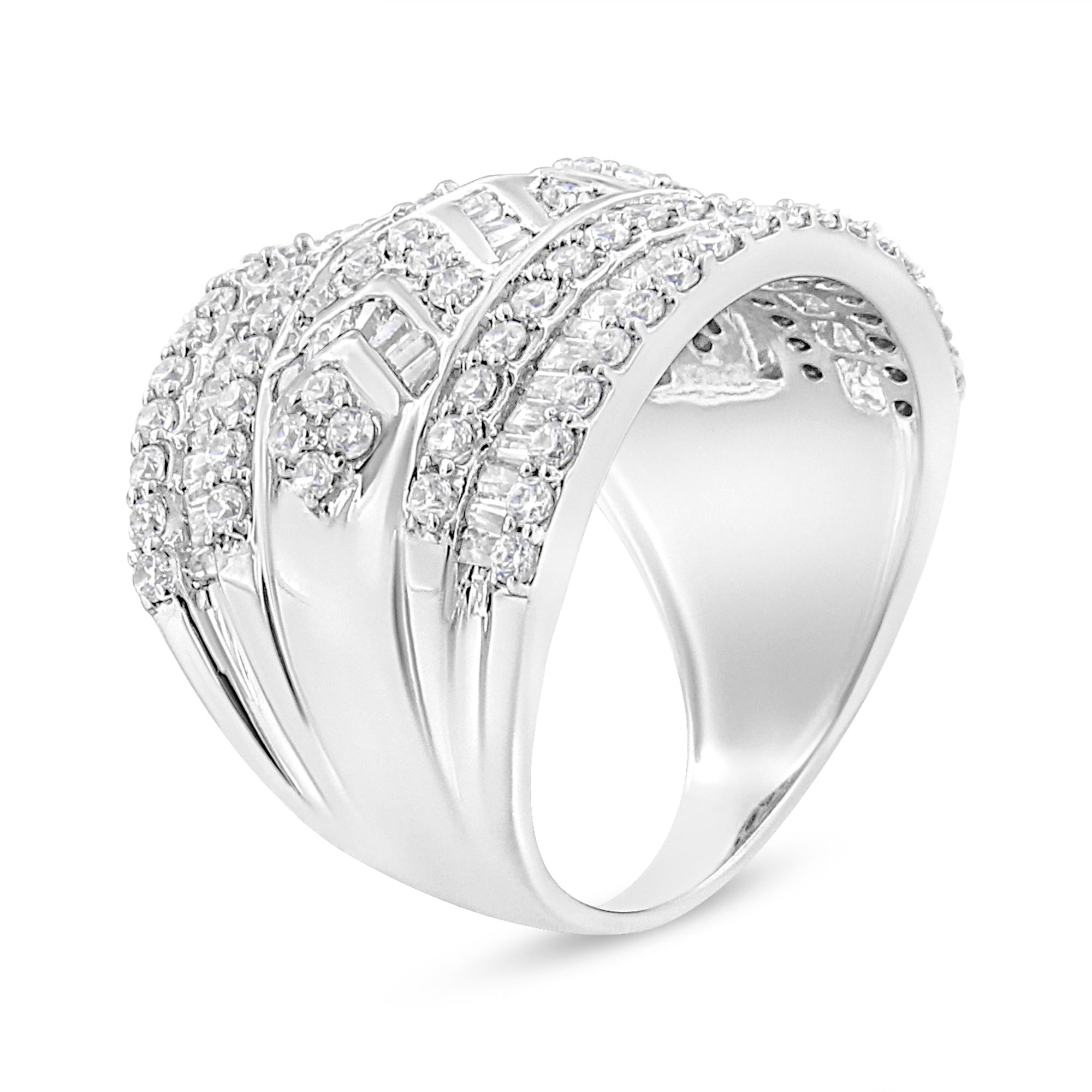 Anillo de plata de ley 925 con 2,0 quilates y borde de diamante de varias filas (color JK, claridad I3) - Friggin Jewelry