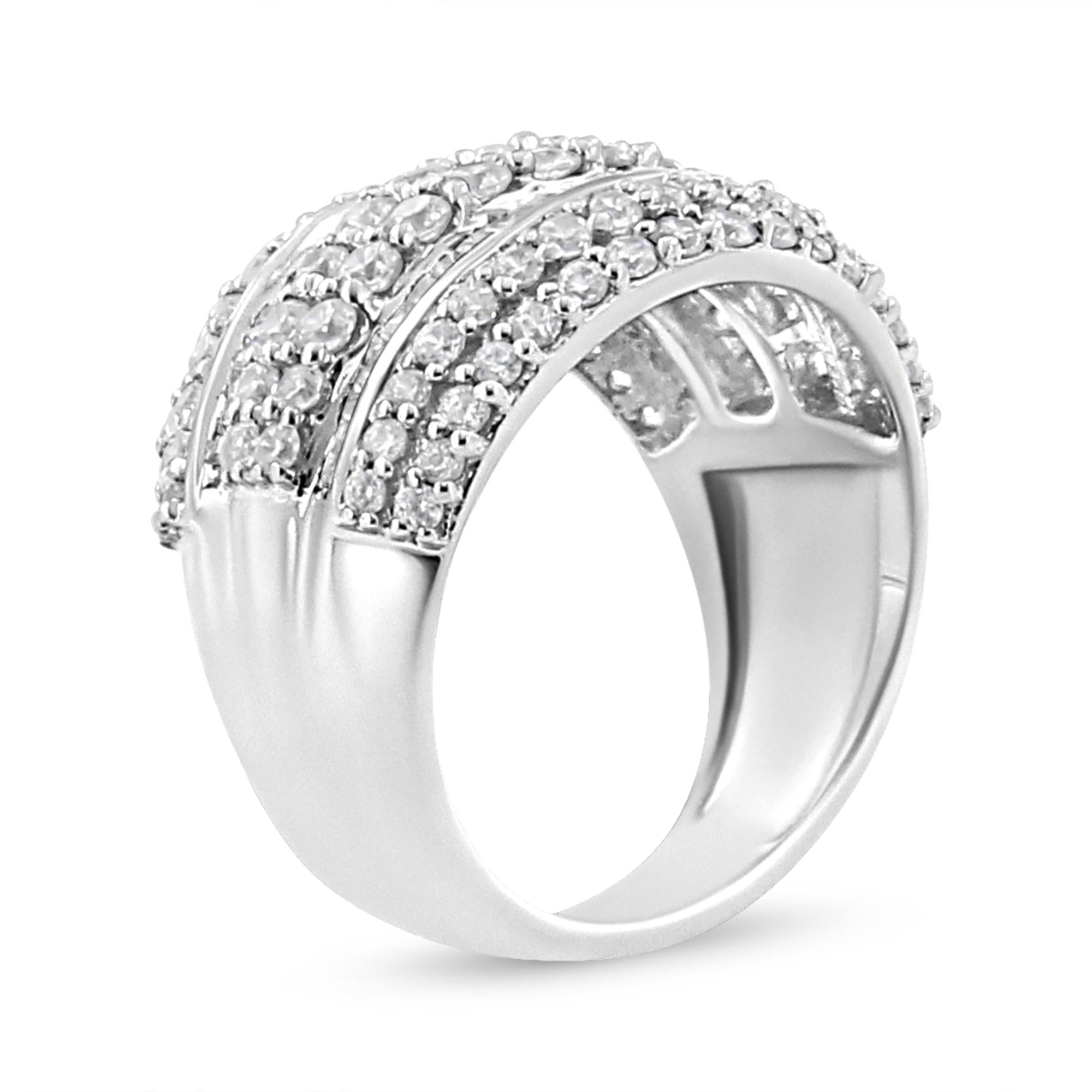 .925 Sterling Silver 2.00 Cttw Round and Baguette-Cut Diamond Cluster Ring (H-I Color, I1-I2 Clarity) - Friggin Jewelry