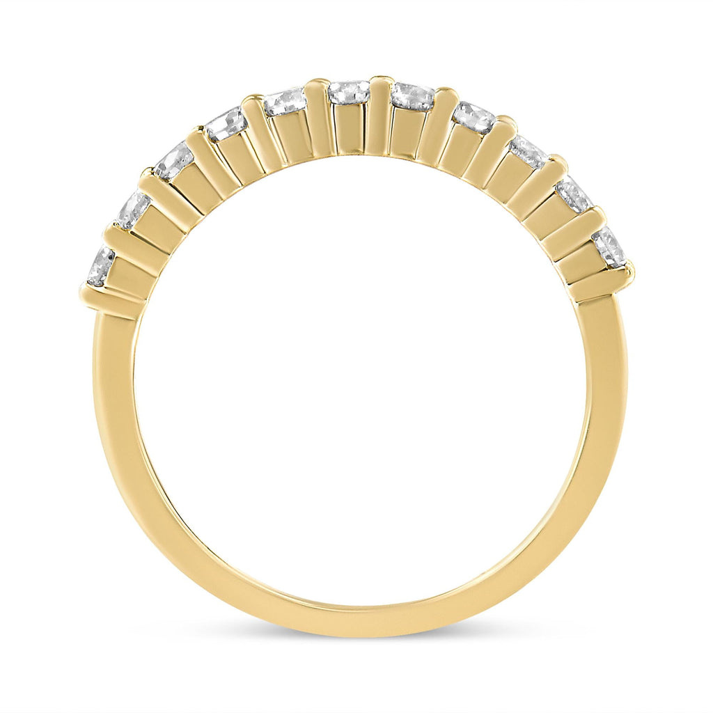 IGI Certified 1/2 Cttw Diamond 10K Yellow Gold Prong Set Fluted Band Style Wedding Ring (J-K Color, I1-I2 Clarity) - Friggin Jewelry