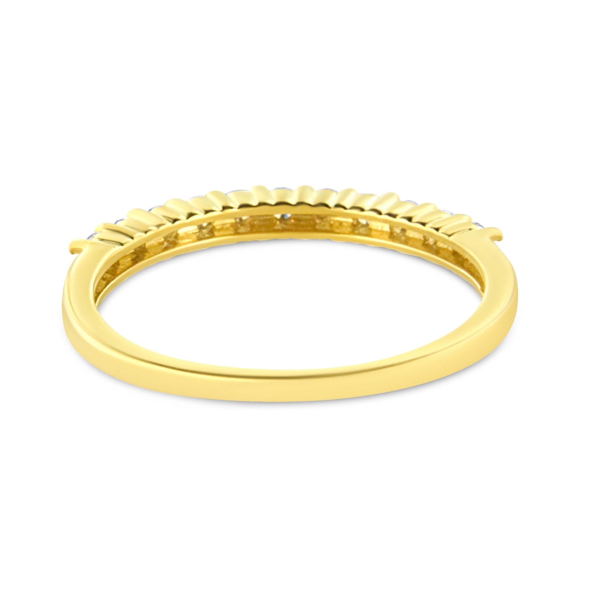 IGI Certified 1/4 Cttw Diamond 10K Yellow Gold Prong Set Fluted Band Style Ring (I-J Color, I2-I3 Clarity) - Friggin Jewelry