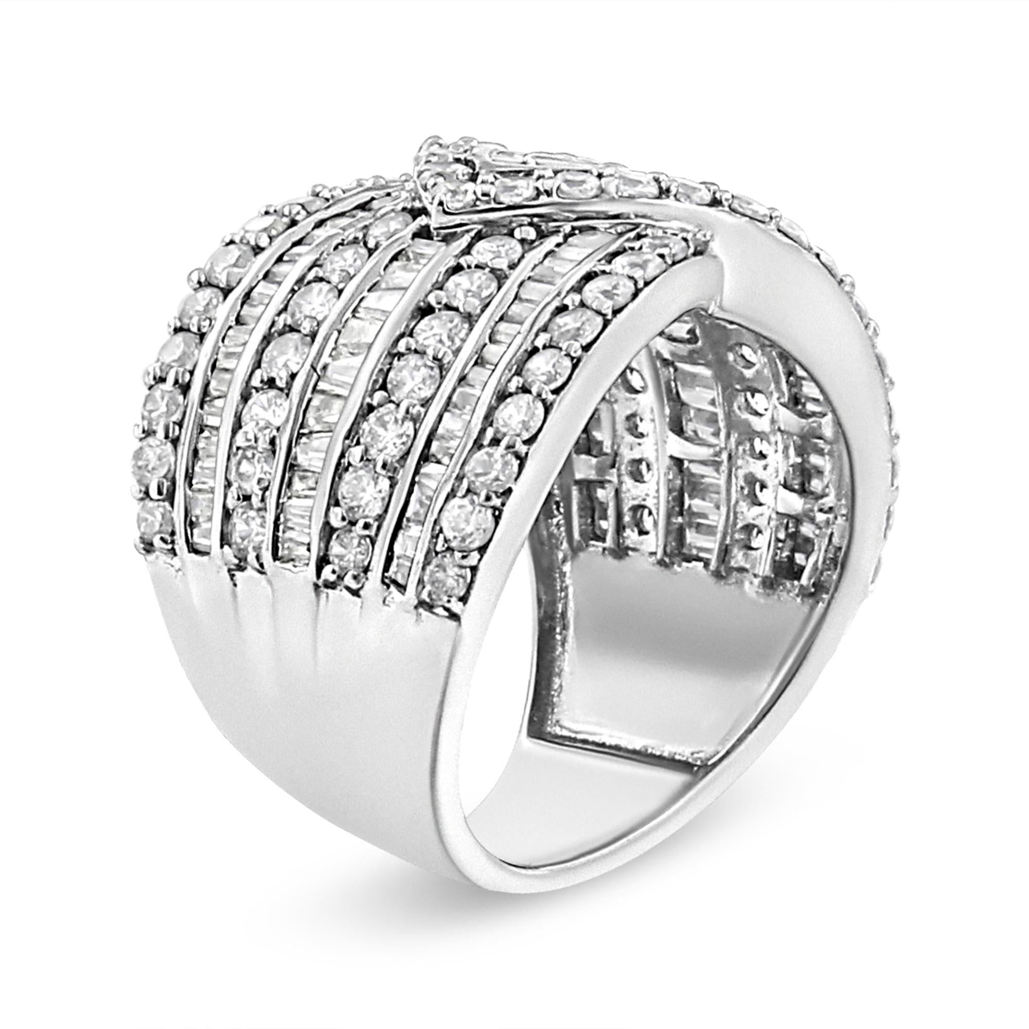 Anillo de plata de ley 925 con diamantes de 2 3/8 quilates y varias filas superpuestas (color JK, claridad I3) - Friggin Jewelry