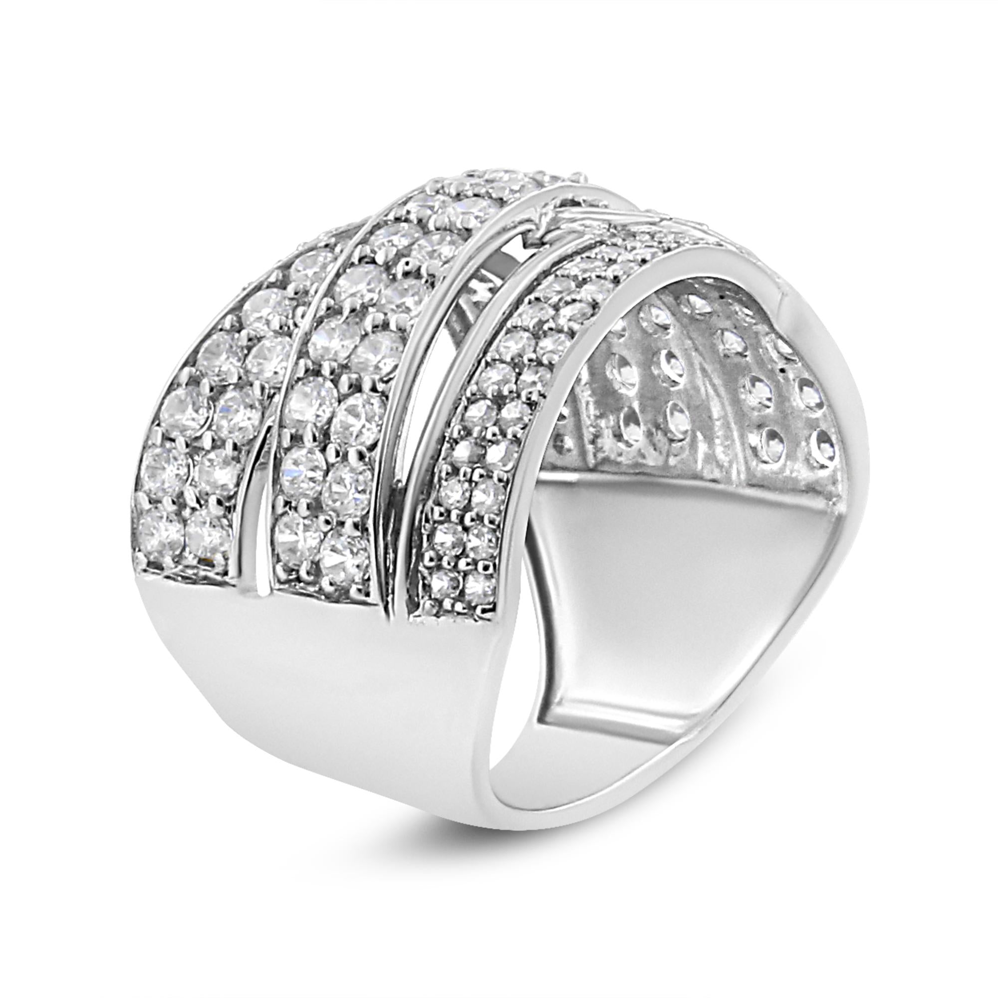 Anillo de banda superpuesta con diamantes de talla redonda de 2,00 quilates en plata de ley 925 (color IJ, claridad I2-I3) - Friggin Jewelry