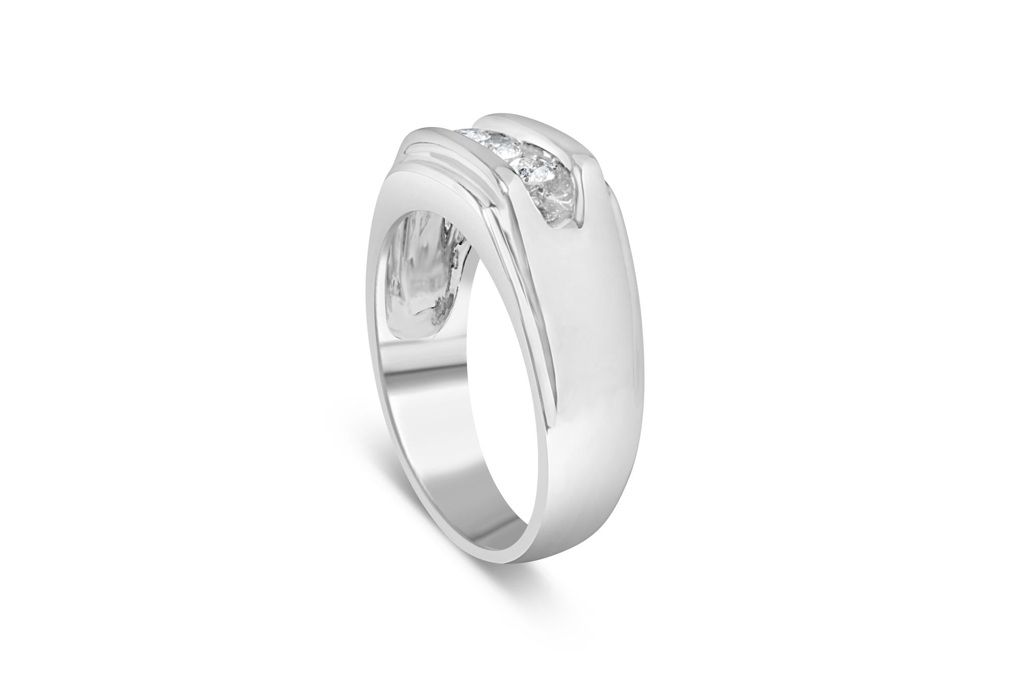 Men's .925 Sterling Silver 1/3 Cttw Diamond Channel Set 3 Stone Ring Band (I-J Color, I3 Clarity) - Friggin Jewelry