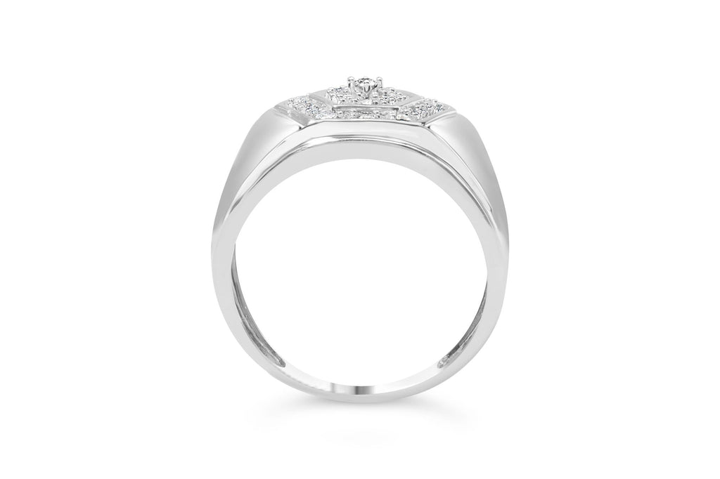 Men's .925 Sterling Silver 1/2 Cttw Multi-Diamond Hexagon Frame Ring (I-J Color, I3 Clarity) - Friggin Jewelry