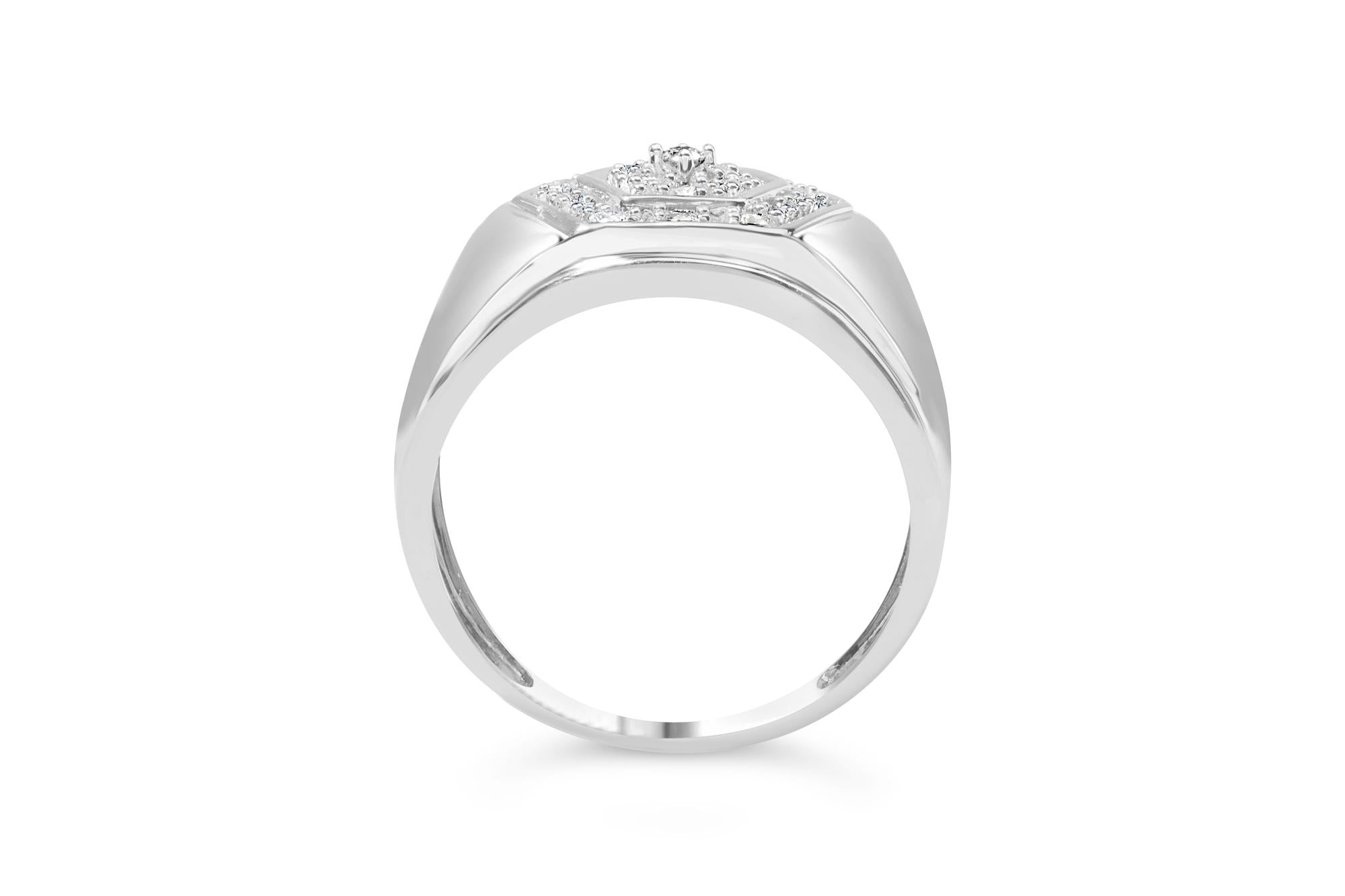 Men's .925 Sterling Silver 1/2 Cttw Multi-Diamond Hexagon Frame Ring (I-J Color, I3 Clarity) - Friggin Jewelry
