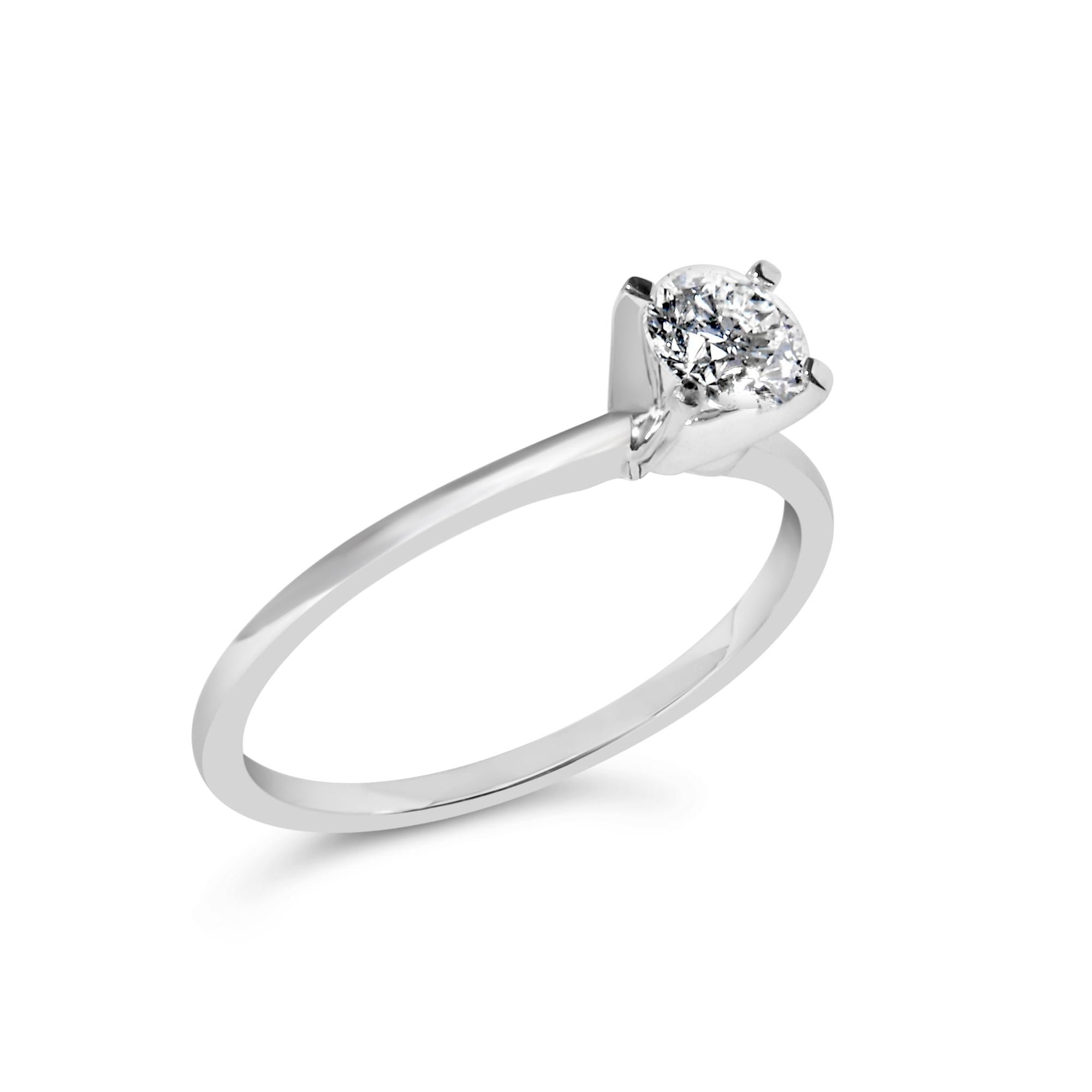 14K White Gold 1/2 Cttw Round Lab Grown Diamond 4 Prong Solitaire Engagement Ring (F-G Color, VS2-SI1 Clarity) - Friggin Jewelry
