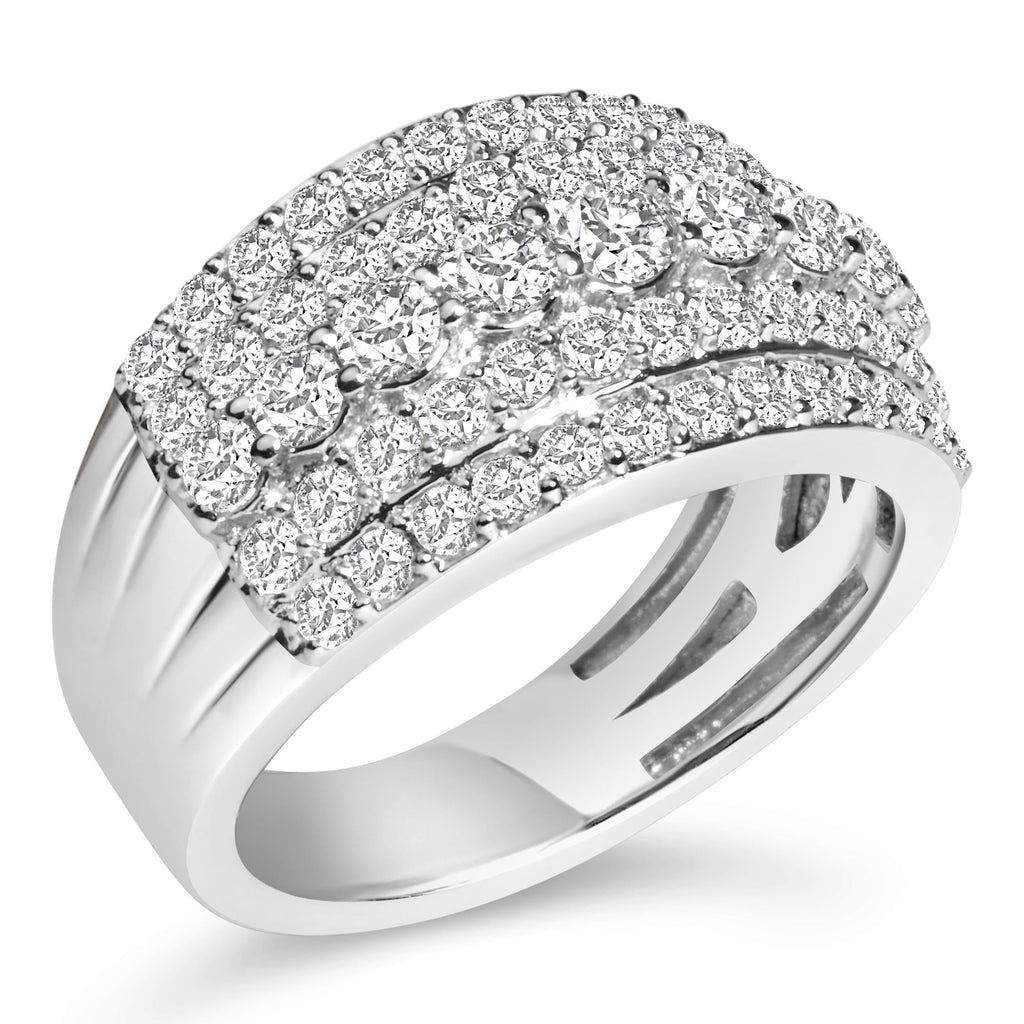 .925 Sterling Silver 2.00 Carat Lab Grown Diamond Multi Row Band Ring - Friggin Jewelry