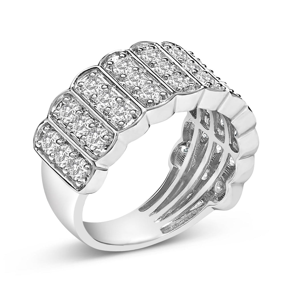 .925 Sterling Silver 1 1/2 Cttw Lab Grown Diamond 11 Row Band Ring (F-G Color, VS1-VS2 Clarity) - Friggin Jewelry