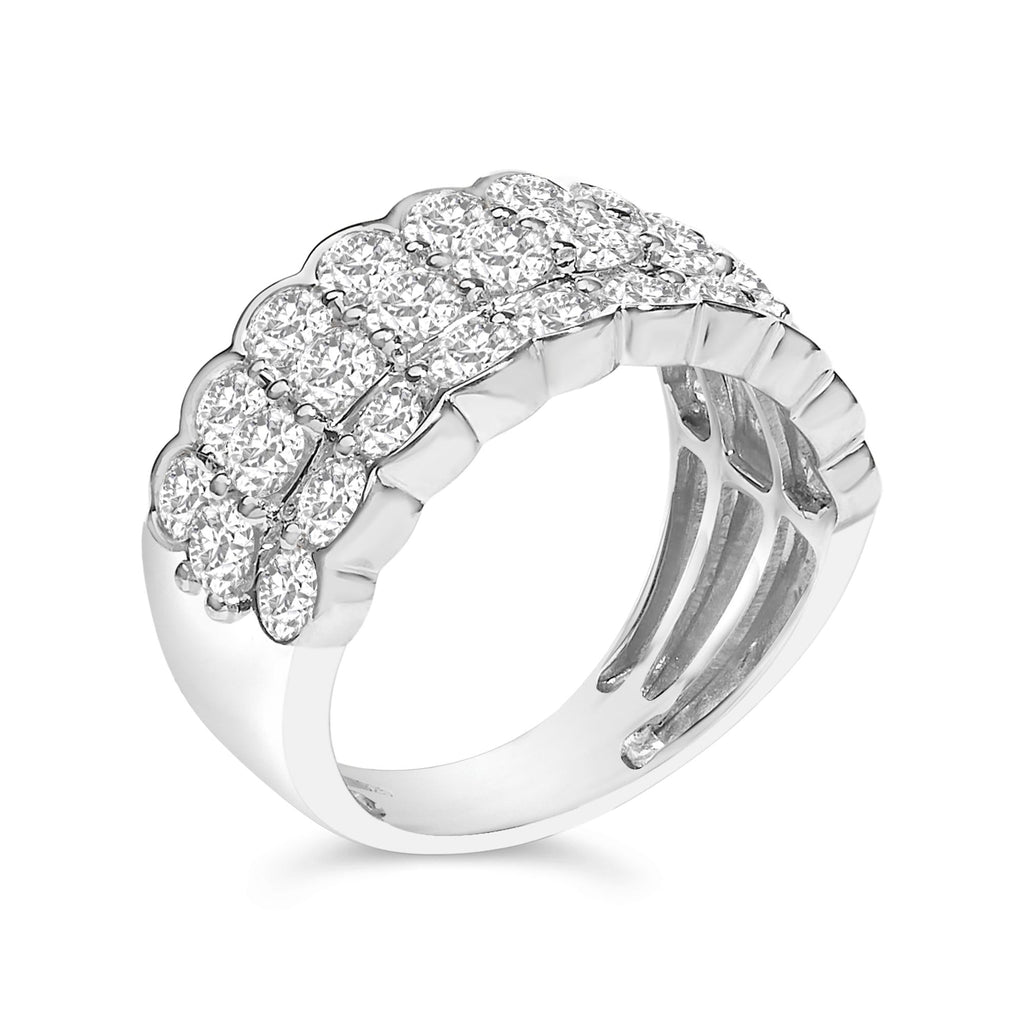 .925 Sterling Silver 3.0 Cttw Lab Grown Diamond 3 Row Band Ring (F-G Color, VS1-VS2 Clarity) - Friggin Jewelry