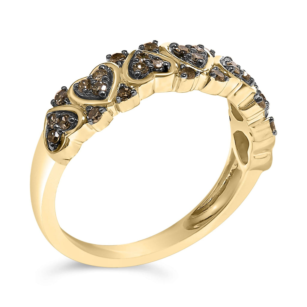 10K Yellow Gold Plated .925 Sterling Silver 1/3 cttw Natural Diamond Band Ring - Friggin Jewelry