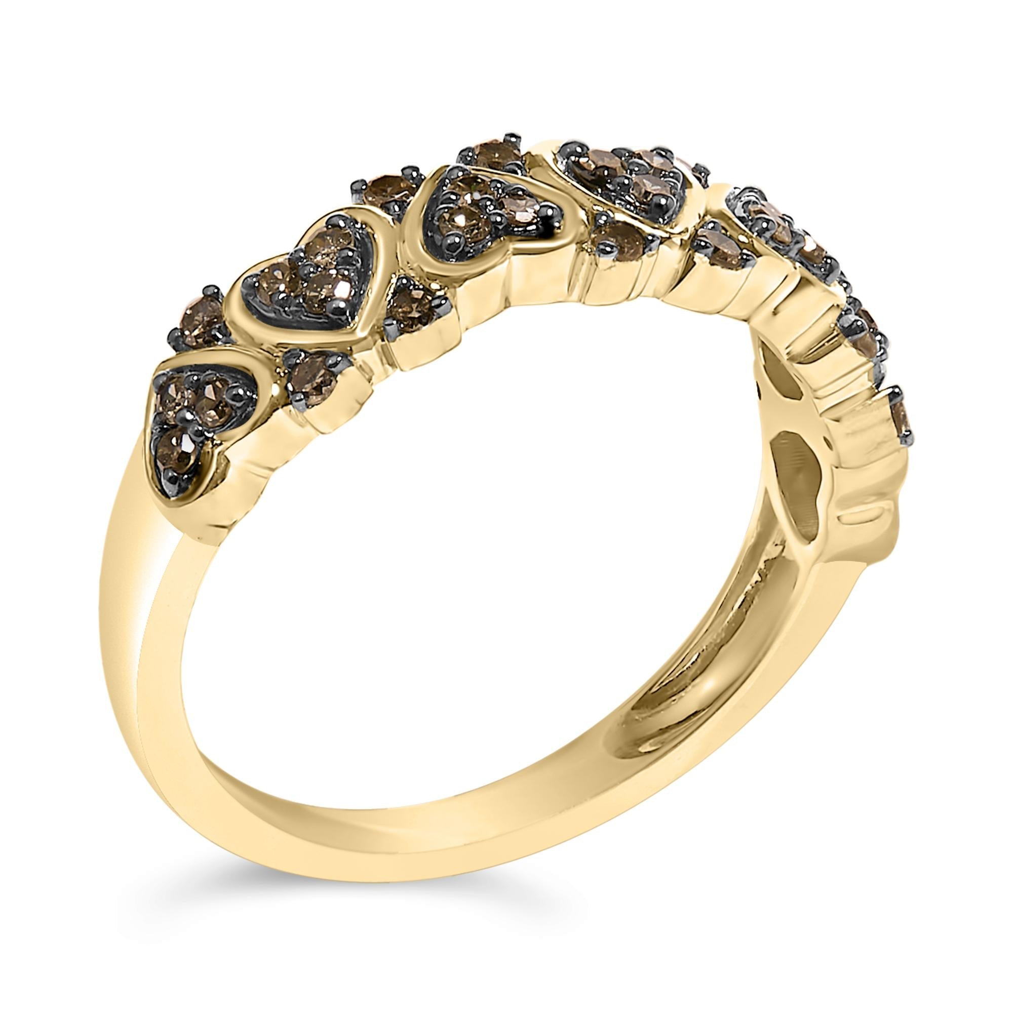 10K Yellow Gold Plated .925 Sterling Silver 1/3 cttw Natural Diamond Band Ring - Friggin Jewelry