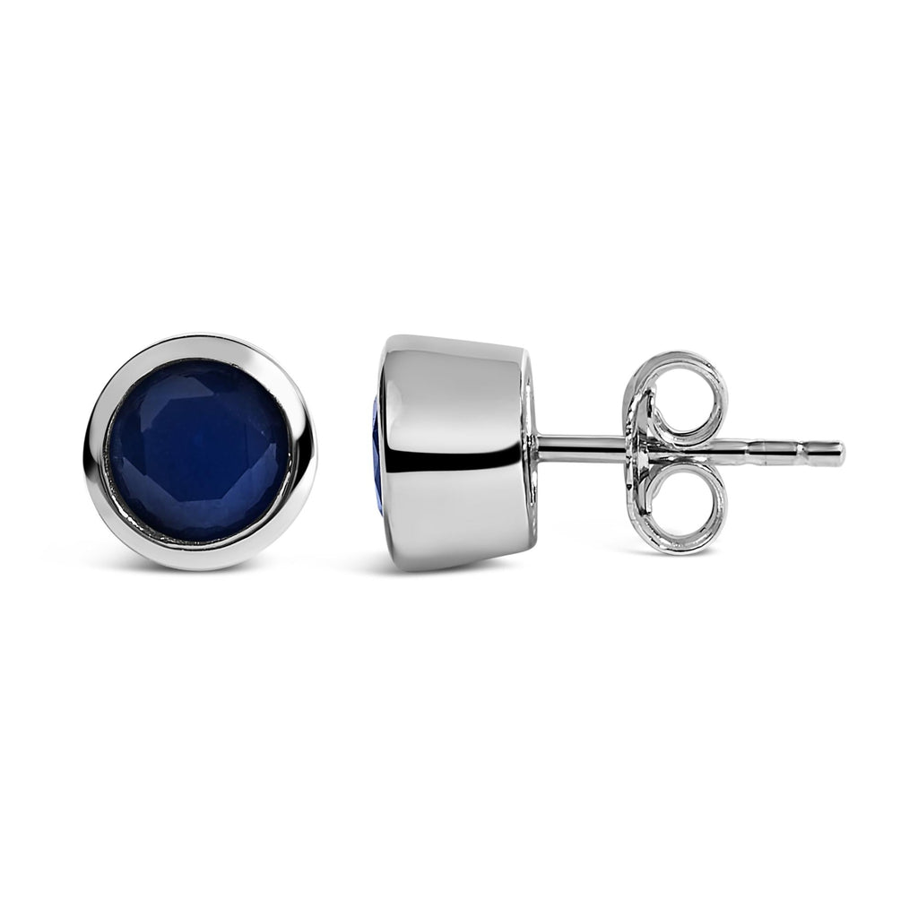 Pendientes solitarios de plata de ley 925 de 6 mm con gema creada engastada en bisel - Friggin Jewelry