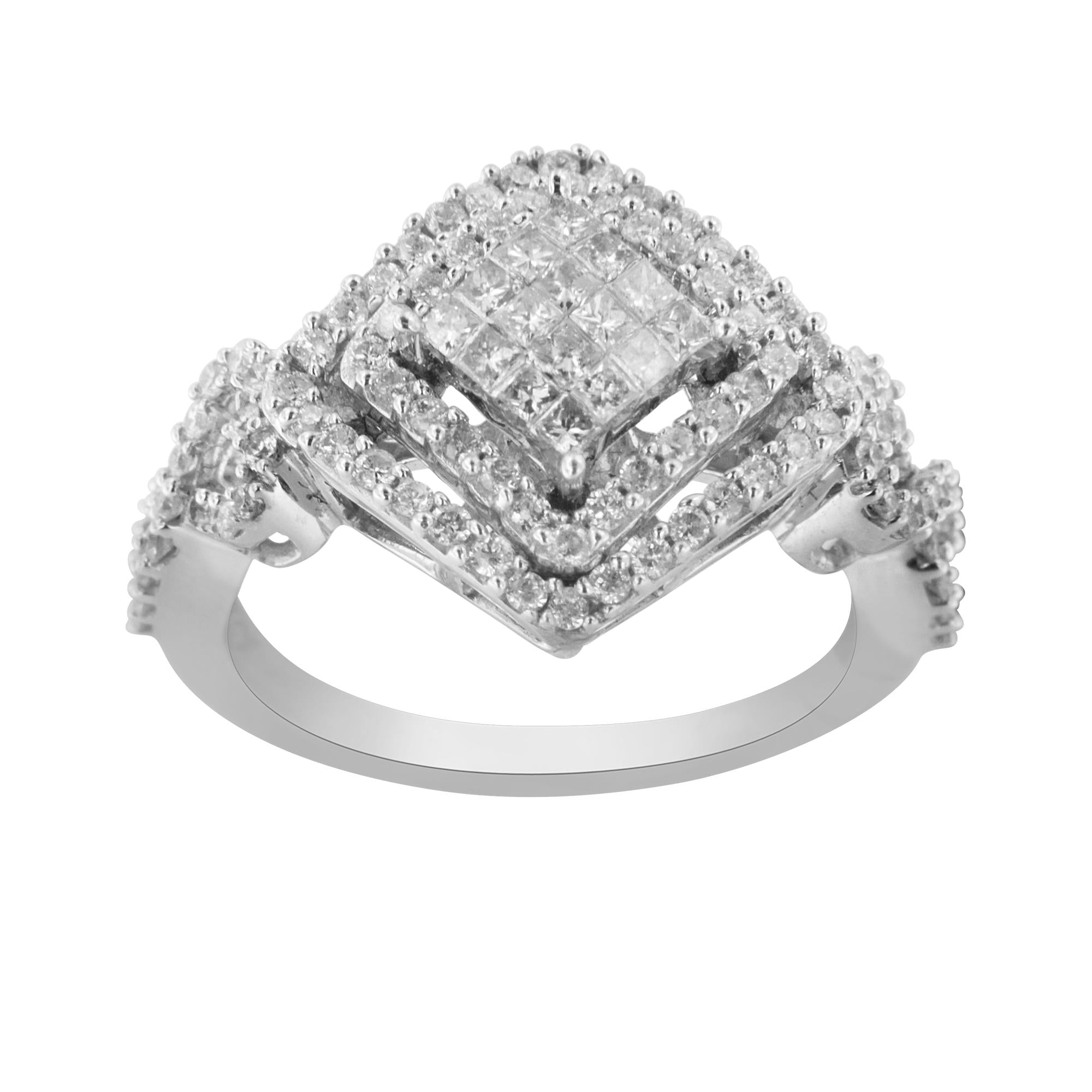 Anello composito in oro bianco 14 carati con diamanti (1 carato, colore HI, purezza I1-I2) - Friggin Jewelry