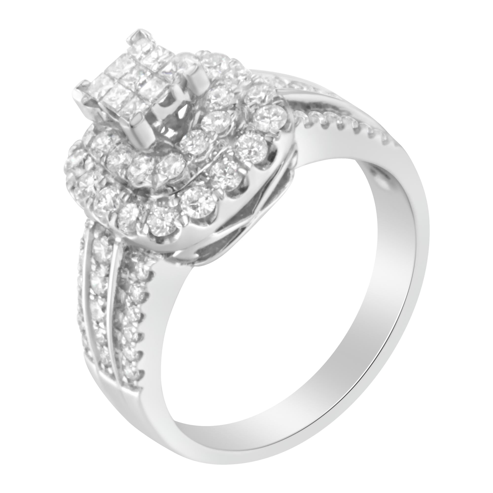 14K White Gold Diamond Vintage Ring (1 cttw, H-I Color, I1-I2 Clarity) - Friggin Jewelry