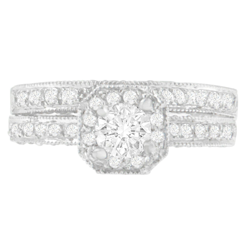 14K White Gold 1 ct. TDW Round Cut Diamond Ring (G-H, I1-I2) - Friggin Jewelry