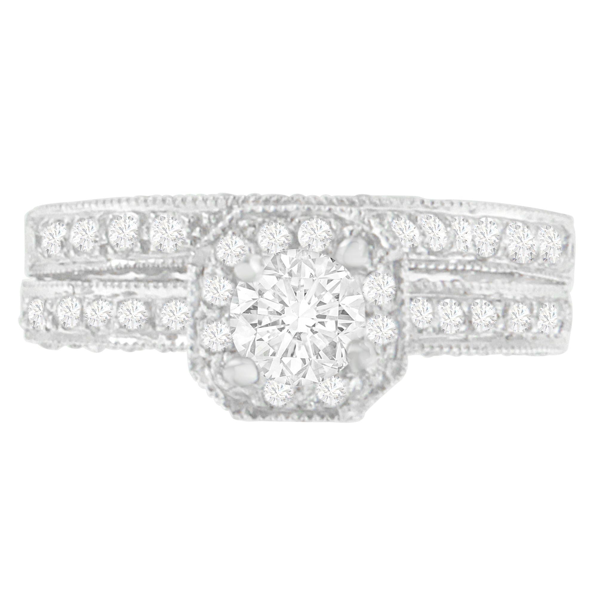 14K White Gold 1 ct. TDW Round Cut Diamond Ring (G-H, I1-I2) - Friggin Jewelry