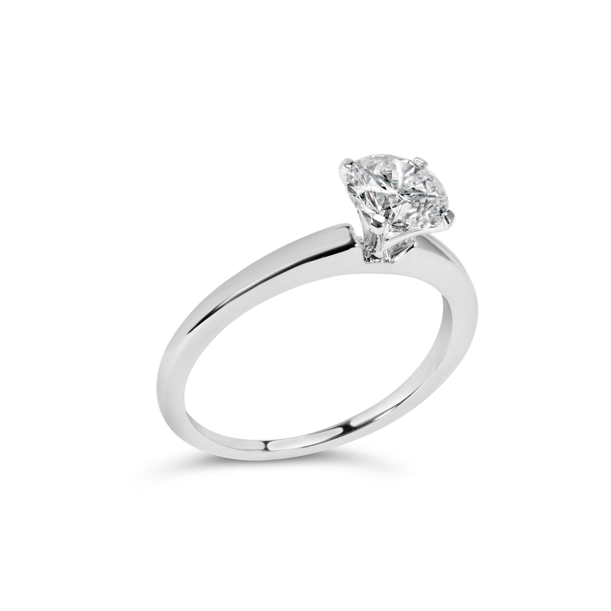 14K White Gold 1.0 Cttw Round Lab Grown Diamond 4 Prong Solitaire Engagement Ring (F-G Color, VS2-SI1 Clarity) - Friggin Jewelry