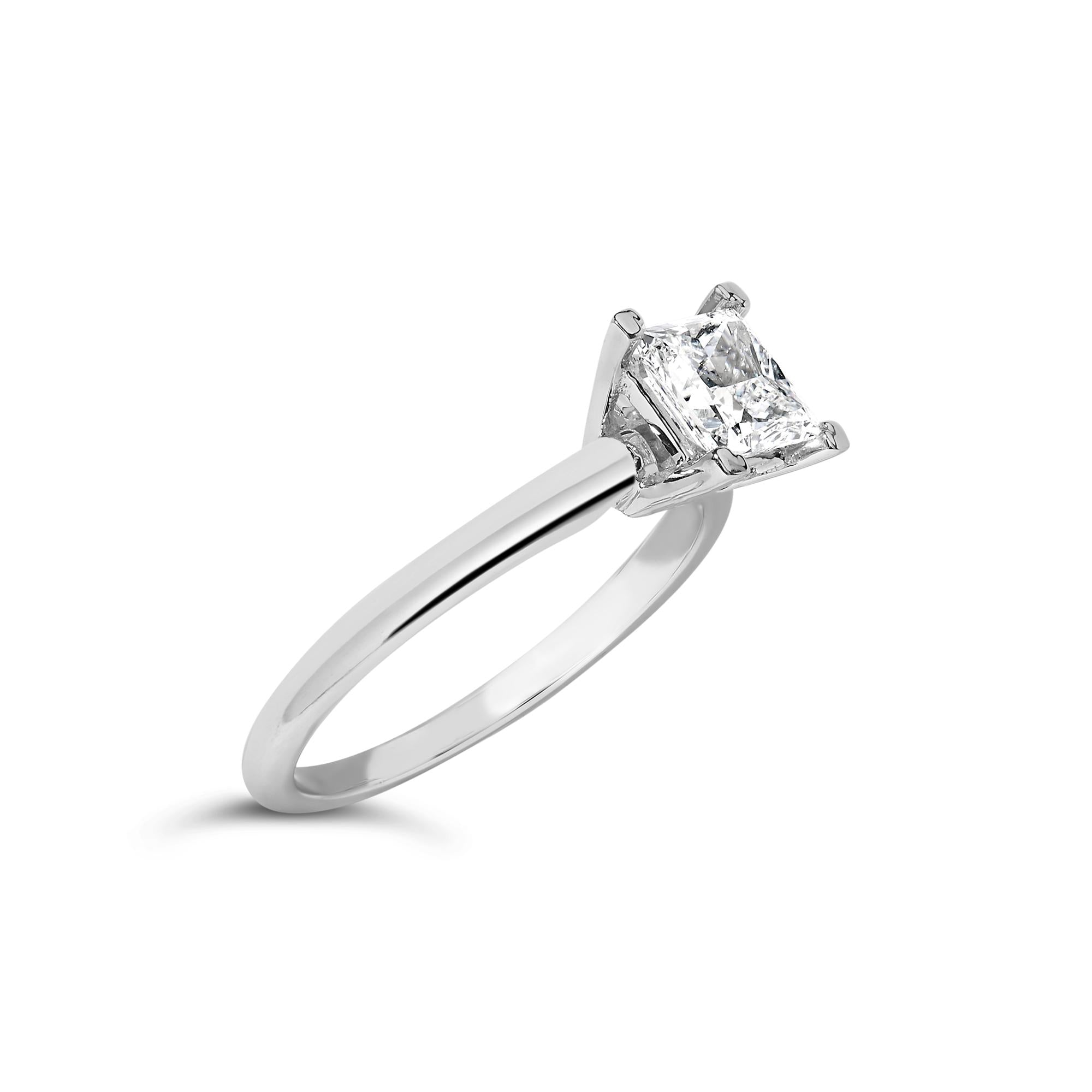 14K White Gold 1.0 Cttw Princess Lab-Grown Diamond Solitaire Engagement  Ring (F-G Color, VS1-VS2 Clarity) - Friggin Jewelry