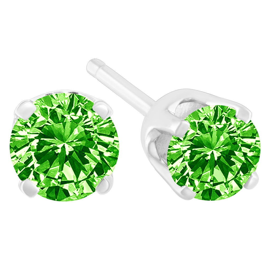 .925 Sterling Silver 0.15 Cttw Round Brilliant-Cut Diamond Classic 4-Prong Stud Earrings - Friggin Jewelry
