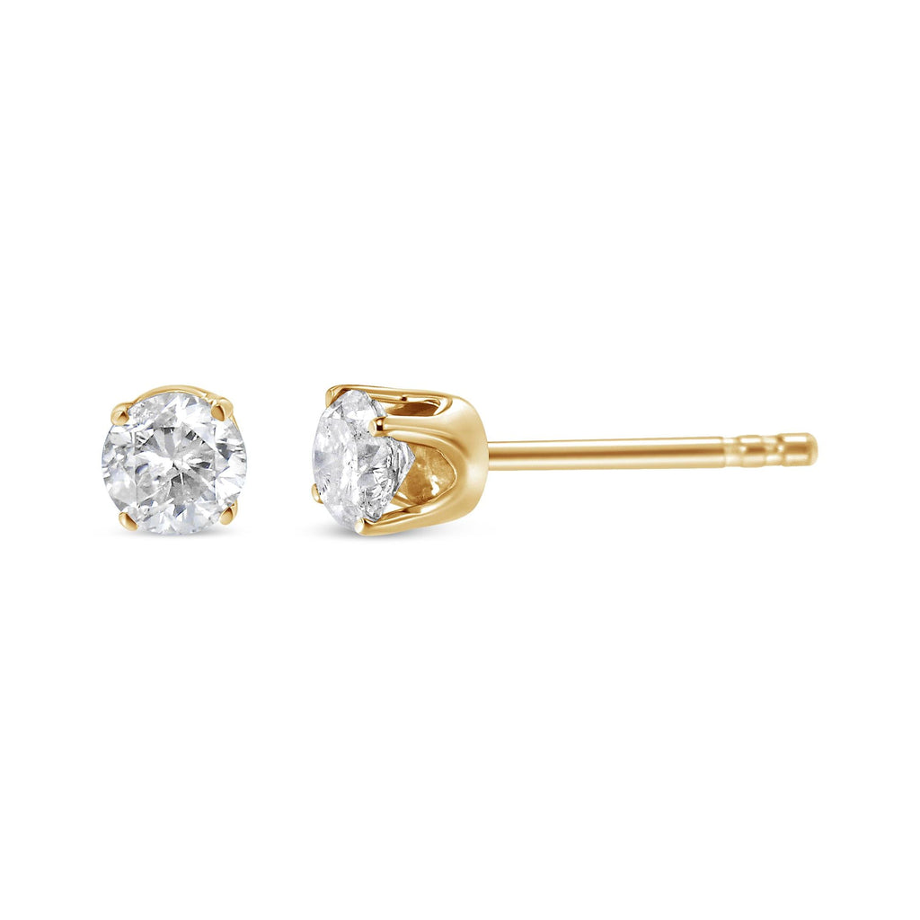14K Yellow Gold 1/2 Cttw Round-Cut Diamond Solitaire Stud Earrings (O-P Color, SI2-I1 Clarity) - Friggin Jewelry