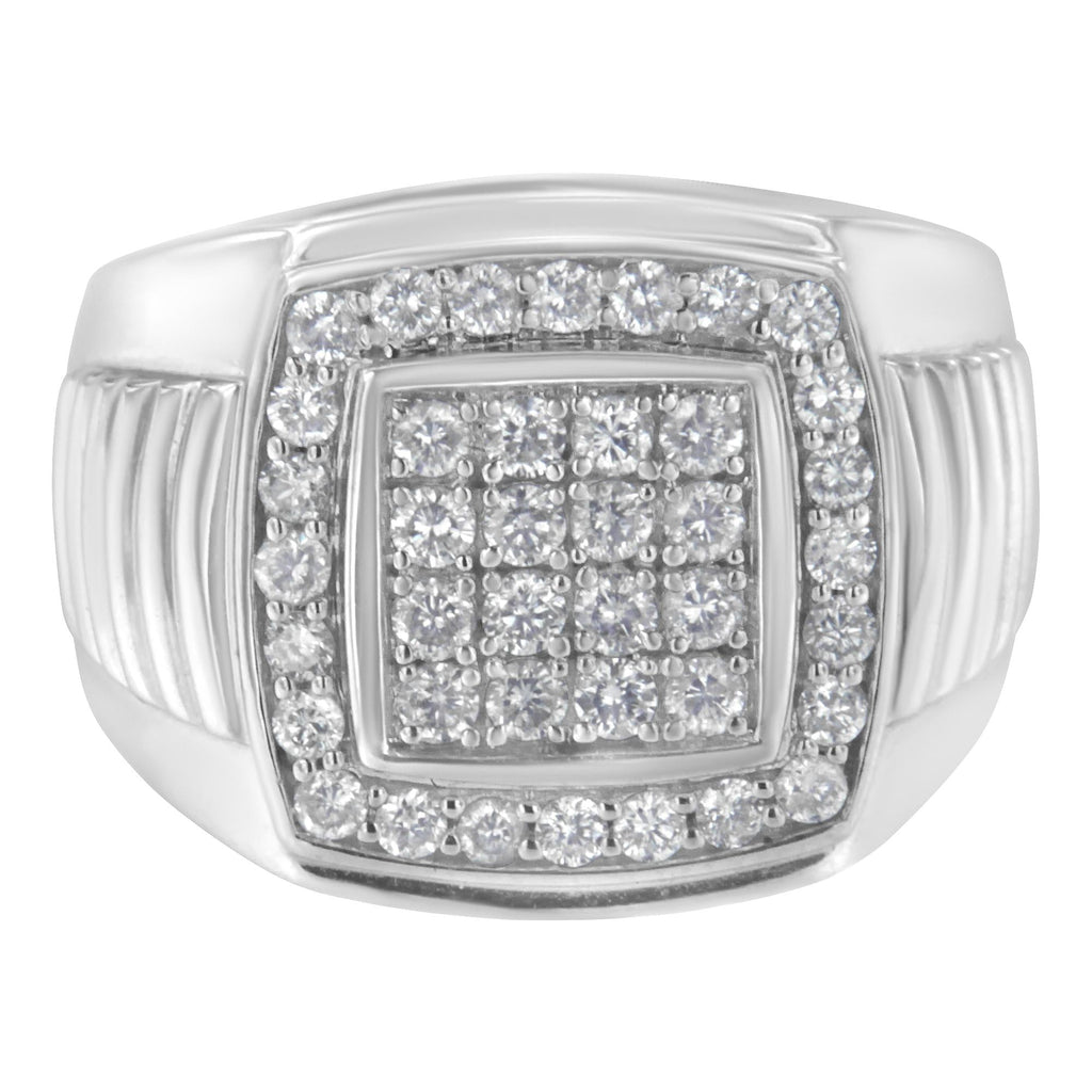 14K White Gold Men's Diamond Squared Band Ring (1 cttw, H-I Color, SI2-I1 Clarity) - Friggin Jewelry