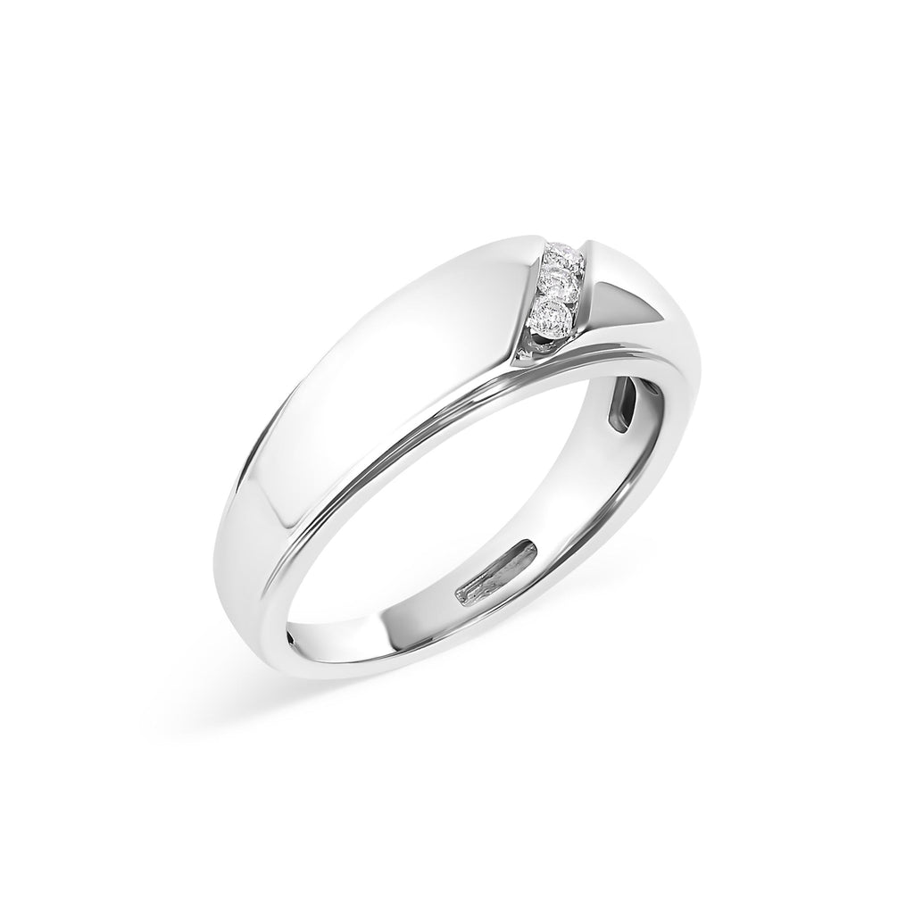 Men's .925 Sterling Silver 1/6 Cttw 3 Stone Diamond Band Ring (H-I Color, I1-I2 Clarity) - Friggin Jewelry