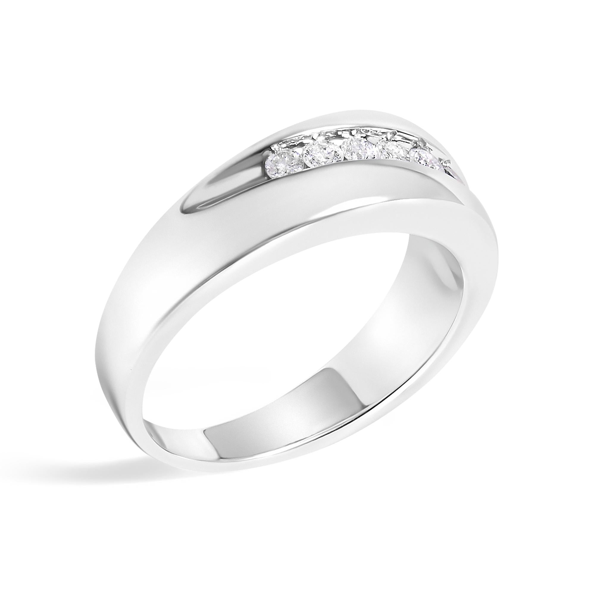 Men's .925 Sterling Silver 1/2 Cttw Diamond 9 Stone Band Ring - Friggin Jewelry