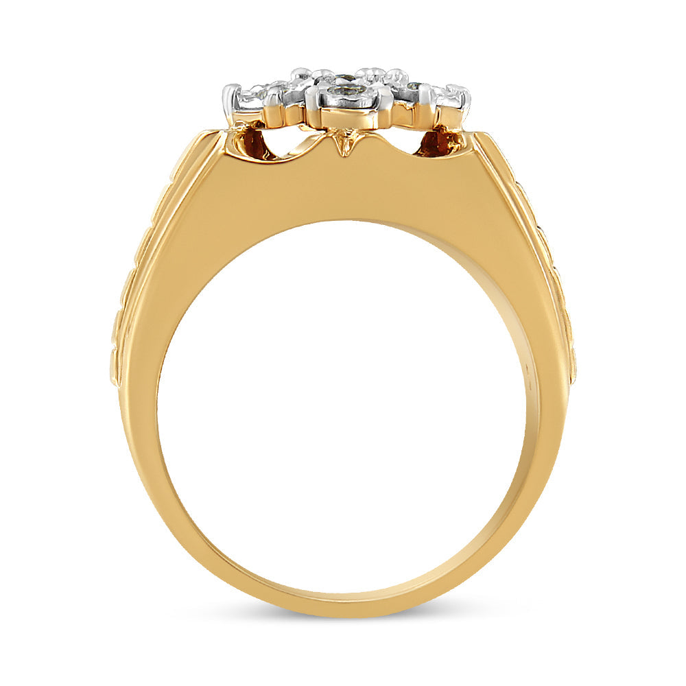Anillo de diamantes florales engastados milagros de 1/3 ct en plata de ley 925 bañada en oro amarillo de 14 quilates (color IJ, claridad I1-I2) - Friggin Jewelry
