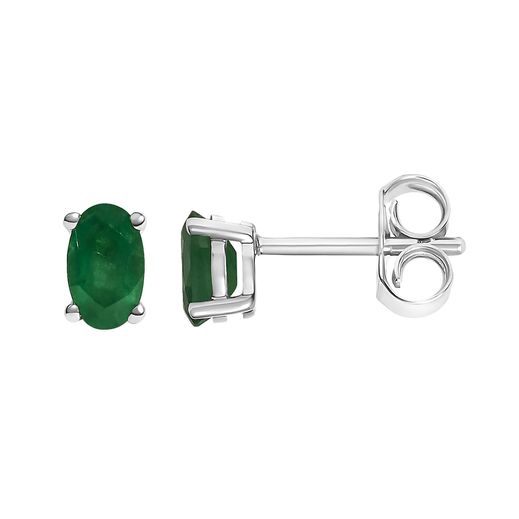 Pendientes de oro de 14 quilates con piedra de nacimiento de corte ovalado de 5 x 3 mm - Friggin Jewelry