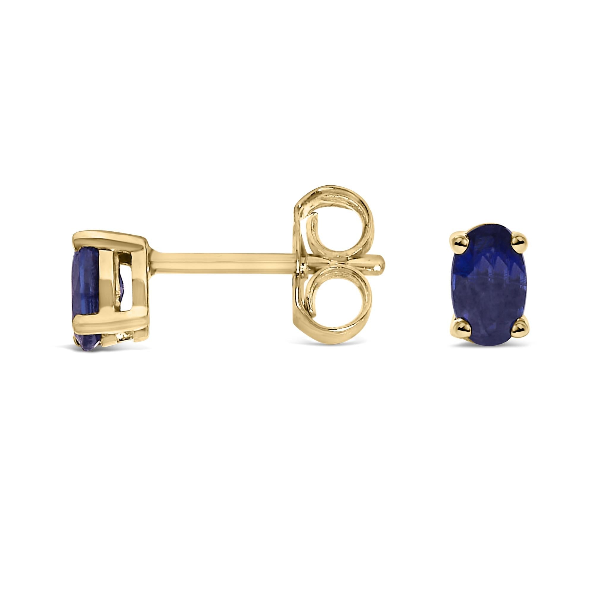 Pendientes de oro de 14 quilates con piedra de nacimiento de corte ovalado de 5 x 3 mm - Friggin Jewelry