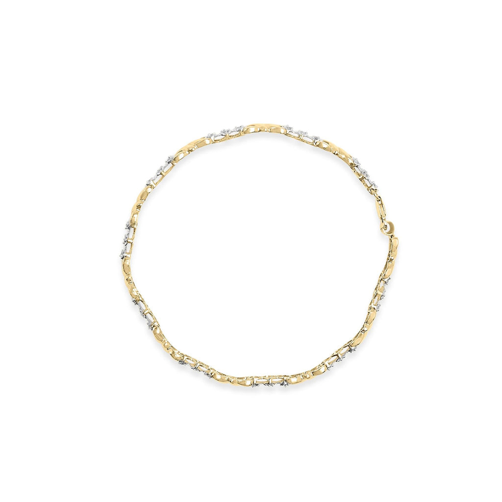 10k Yellow Gold 1/3 Cttw Diamond 3 Stone and X-Link Bracelet (I-J Color, I1-I2 Clarity) - 7.50" Inches - Friggin Jewelry