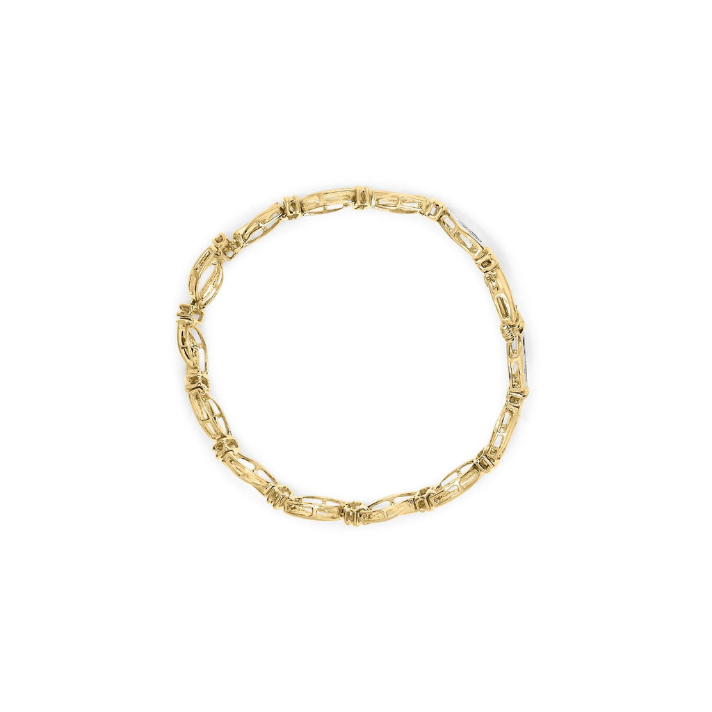 Bracciale tennis da 7" con maglie a infinito in oro giallo e bianco 10K da 1/2 carati con diamanti incastonati a canale (colore HI, purezza I1-I2) - Friggin Jewelry