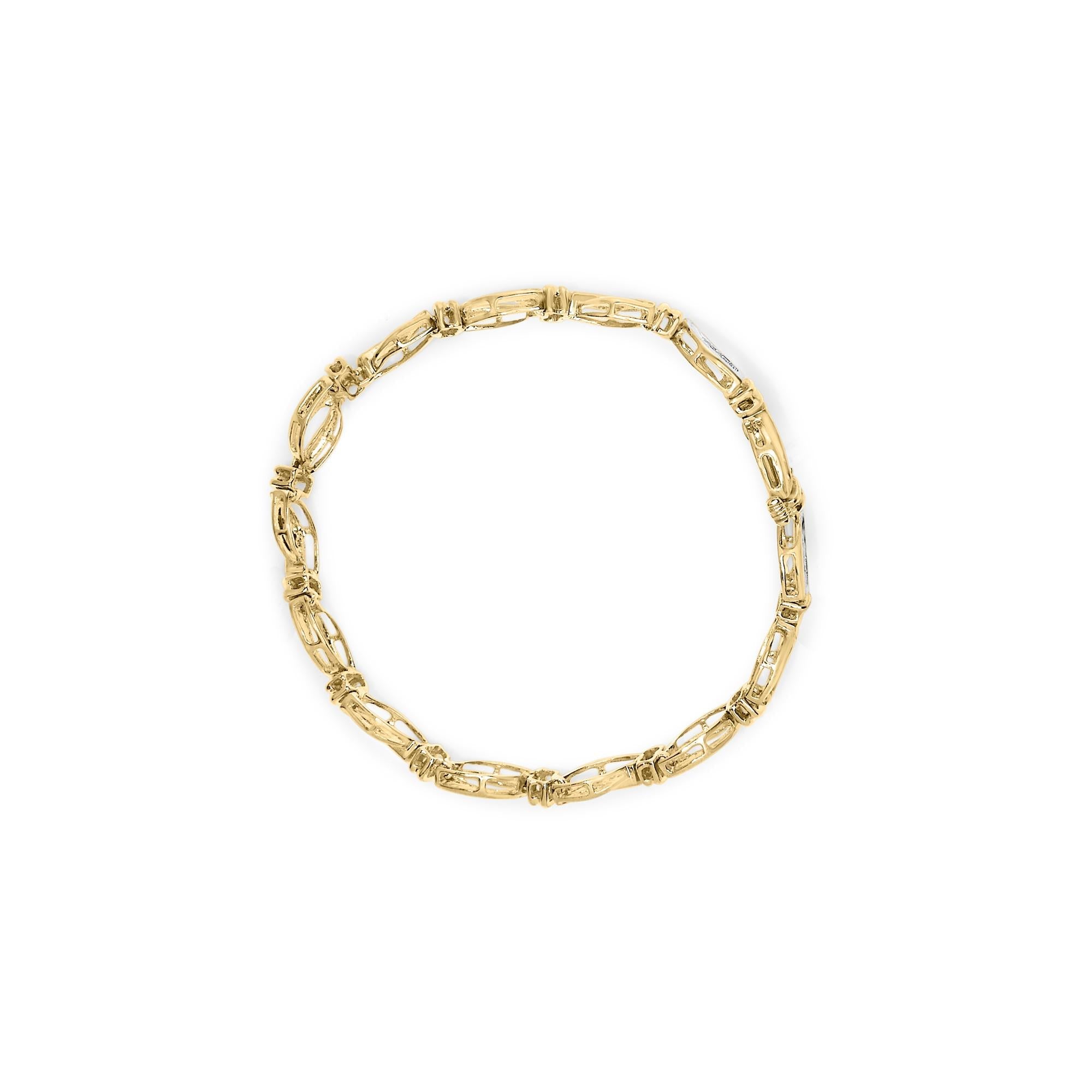 Bracciale tennis da 7" con maglie a infinito in oro giallo e bianco 10K da 1/2 carati con diamanti incastonati a canale (colore HI, purezza I1-I2) - Friggin Jewelry