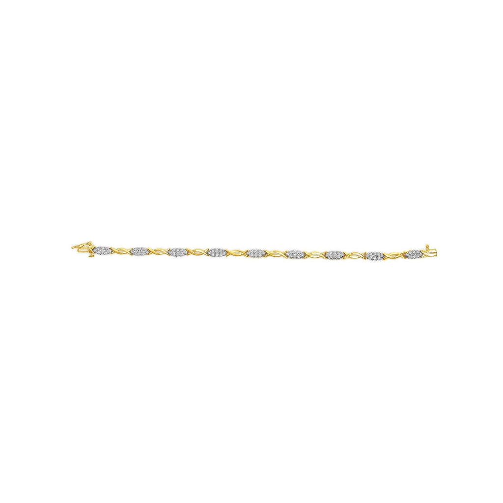 Pulsera de oro amarillo de 10 quilates con eslabones en espiral y diamantes de talla redonda de 1,00 quilates (color HI, claridad I2-I3) - Friggin Jewelry