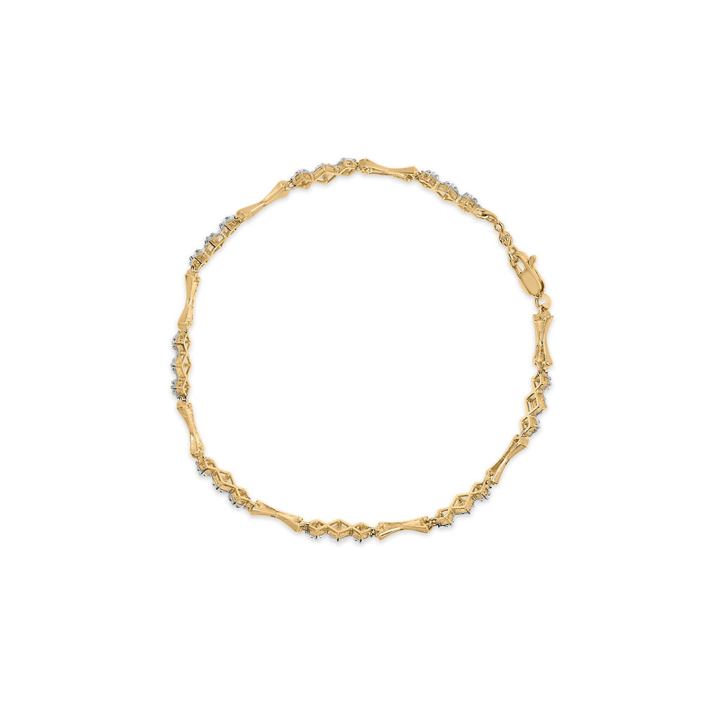 10k Gold 1/3 Cttw Diamond Miracle Set Alternating Bar and Link Bracelet (I-J Color, I1-I2 Clarity) - 7.75" Inches - Friggin Jewelry