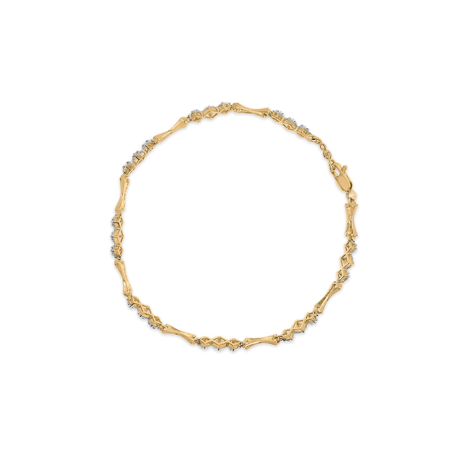 10k Gold 1/3 Cttw Diamond Miracle Set Alternating Bar and Link Bracelet (I-J Color, I1-I2 Clarity) - 7.75" Inches - Friggin Jewelry