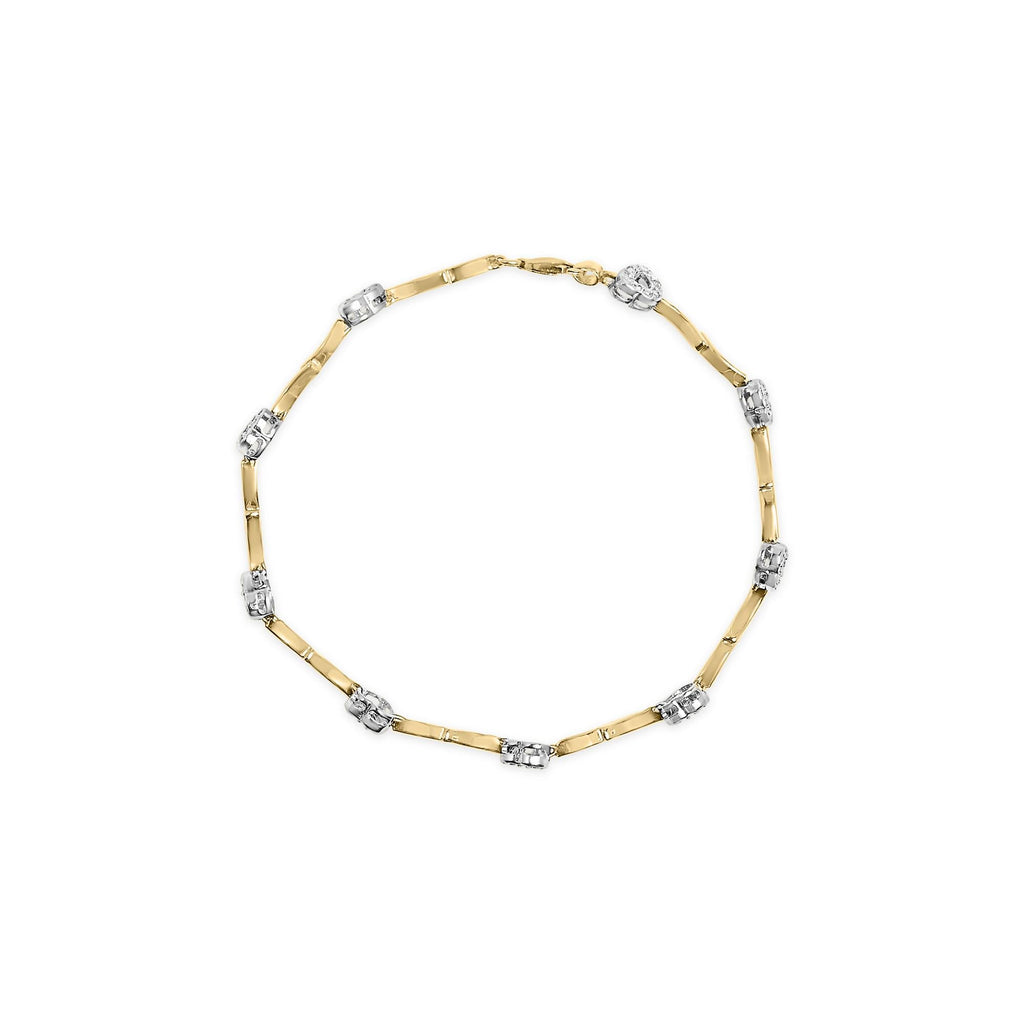 Bracciale a forma di S con cuore in oro bicolore 10k da 1/3 ct e diamanti incastonati in pavé da 7,25" (colore IJ, purezza I2-I3) - Friggin Jewelry