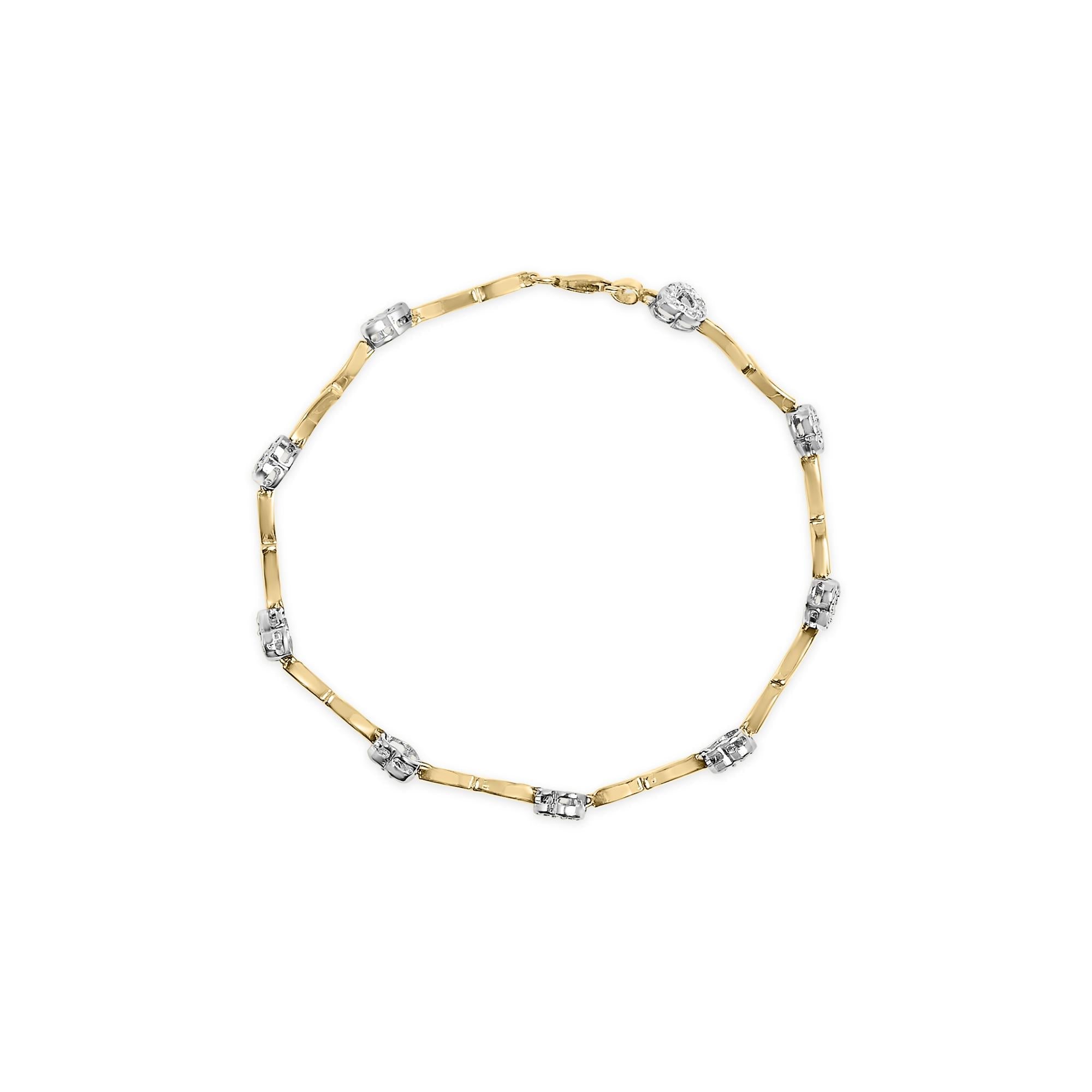 10k Two-Tone Gold 1/3 Cttw Diamond Pave Set Heart S-Link 7.25" Bracelet (I-J Color, I2-I3 Clarity) - Friggin Jewelry