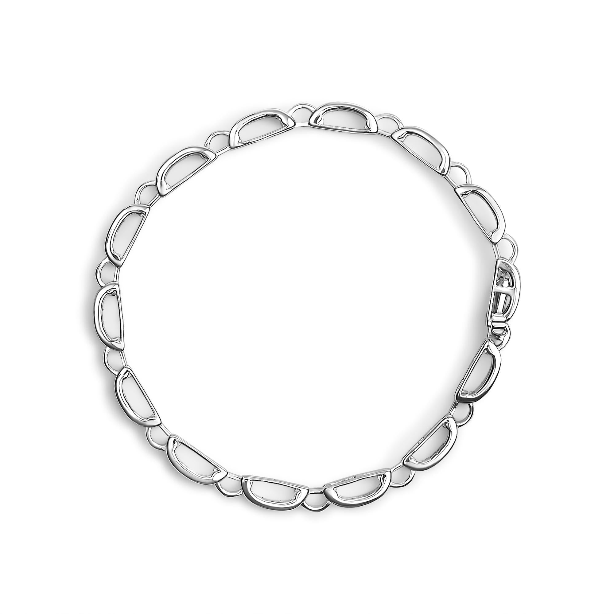 Bracciale a maglie in oro bianco 14 carati con diamanti taglio principessa da 1,00 ct (colore IJ, purezza I1-I2) - Misura 7,25 - Friggin Jewelry