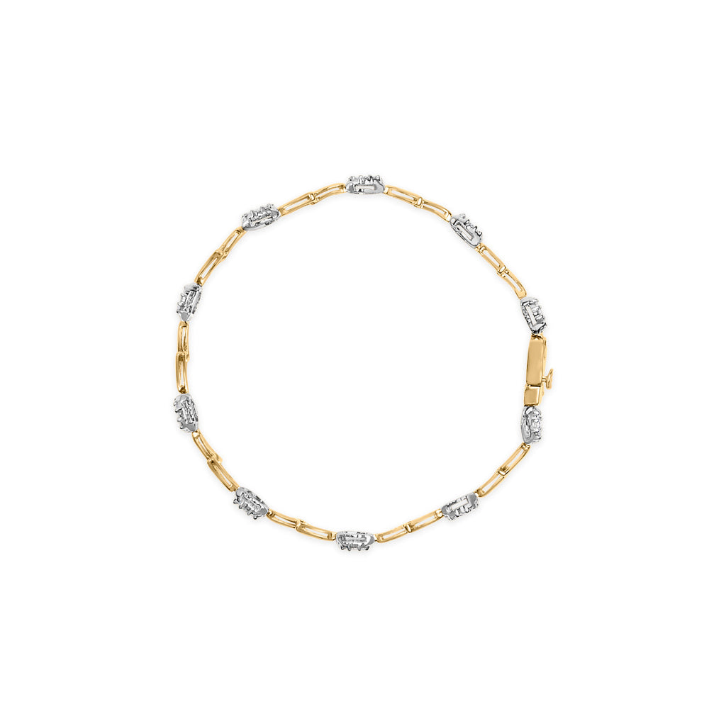 Bracciale a maglie ovali con diamanti da 1,00 ct in oro bianco e giallo 10 carati (colore IJ, purezza SI2-I1) - 7 pollici - Friggin Jewelry