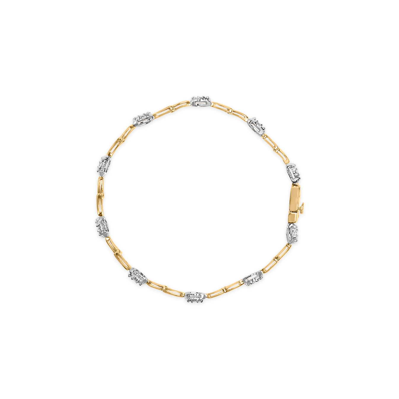 Bracciale a maglie ovali con diamanti da 1,00 ct in oro bianco e giallo 10 carati (colore IJ, purezza SI2-I1) - 7 pollici - Friggin Jewelry