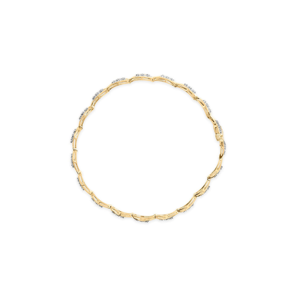 Pulsera de oro amarillo de 10 k con eslabones en forma de lágrima y diamantes de 1/3 quilates (color IJ, claridad I1-I2) - 7,25" - Friggin Jewelry