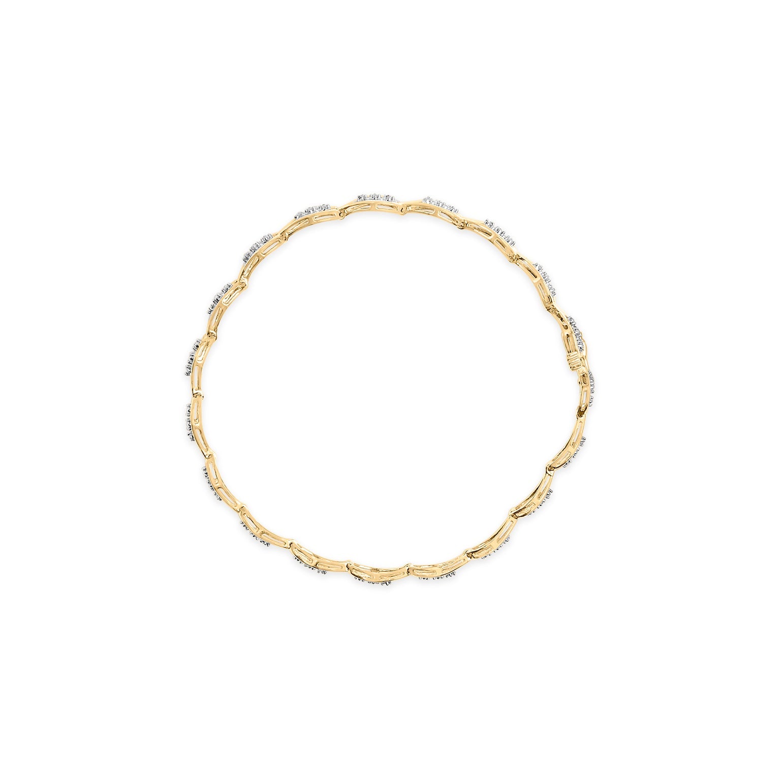 10k Yellow Gold 1/3 Cttw Diamond 3 Stone Teardrop Design Link Bracelet (I-J Color, I1-I2 Clarity) - 7.25" Inches - Friggin Jewelry