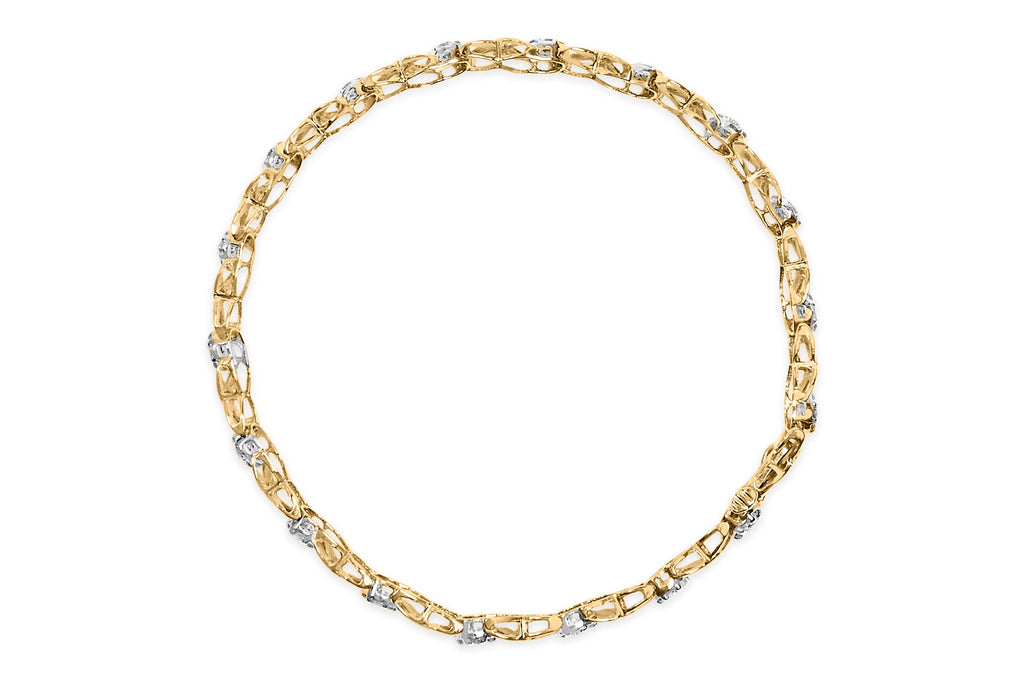 10K White Gold 1.00 Cttw Diamond Floral Cluster and X-Link 7.25" Bracelet (I-J Color, I1-I2 Clarity) - Friggin Jewelry