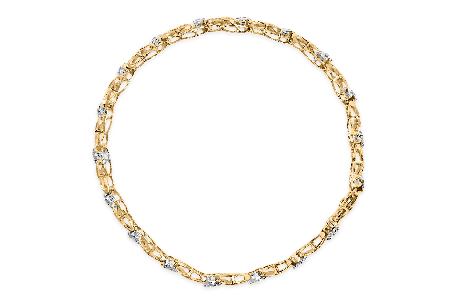 Pulsera de oro blanco de 10 quilates con diamantes de 1,00 ct y eslabones en forma de X de 7,25" (color IJ, claridad I1-I2) - Friggin Jewelry