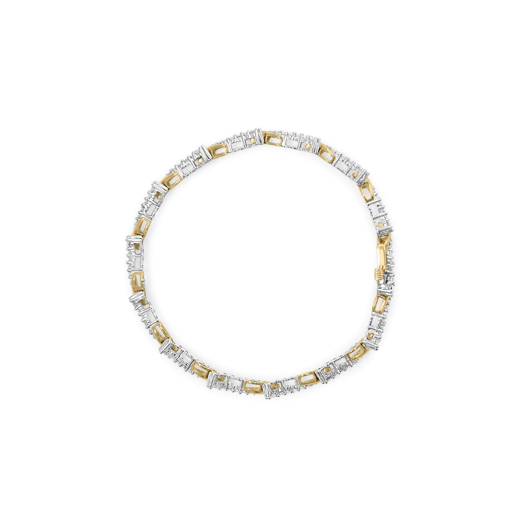10K Yellow and White Gold 2.00 Cttw Diamond "S" Link 7" Bracelet (H-I Color, I2-I3 Clarity) - Friggin Jewelry
