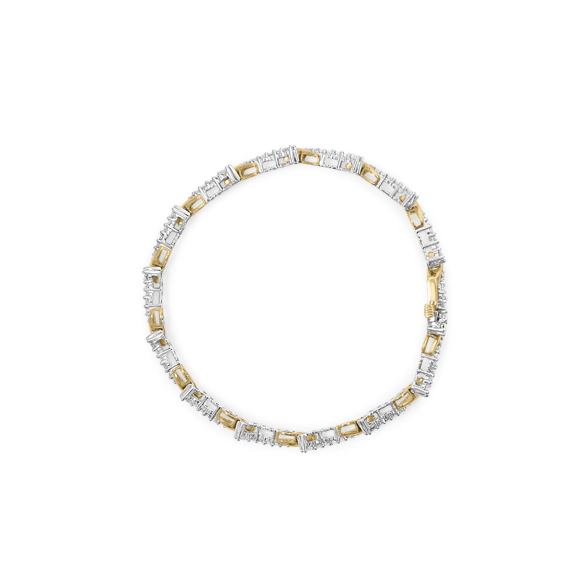 10K Yellow and White Gold 2.00 Cttw Diamond "S" Link 7" Bracelet (H-I Color, I2-I3 Clarity) - Friggin Jewelry